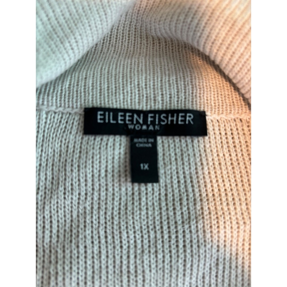 Eileen Fisher Tan Cotton‎ Linen Buttoned Cardigan. SZ 1X. Pockets. Old Money. - Picture 9 of 10